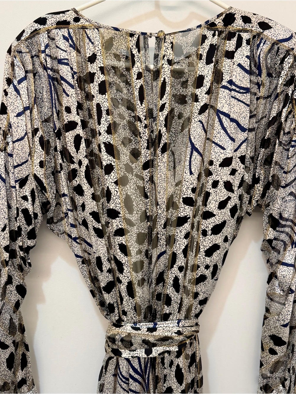 Vintage The Silk Farm Abstract Animal Print Silk tie-waist dress